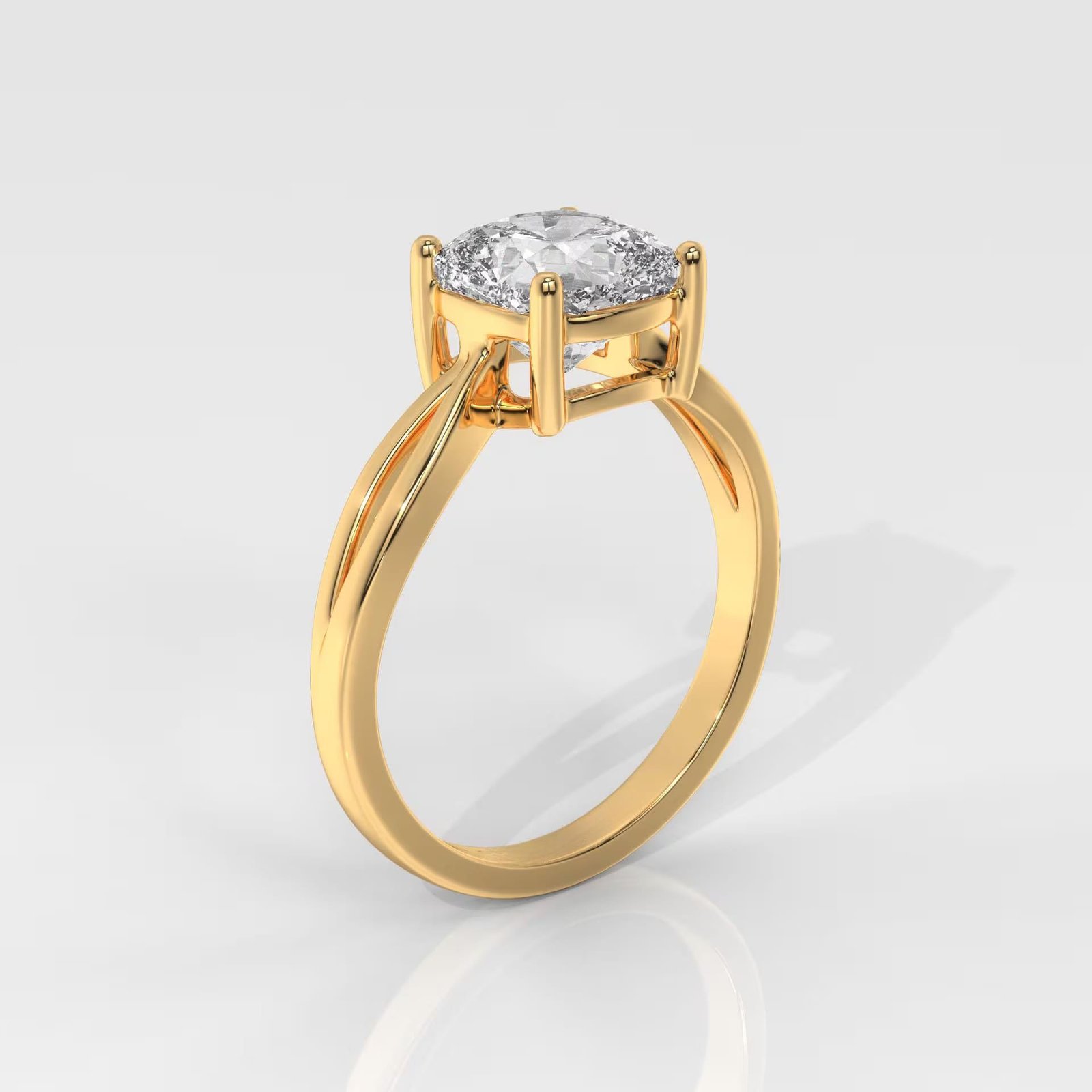 Square Cushion Cut Engagement Ring with Split Shank - Image 5