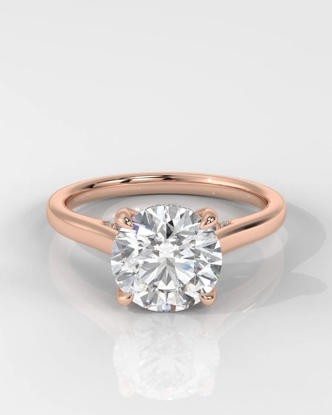 Round Cut Hidden Halo Engagement Ring - Image 3