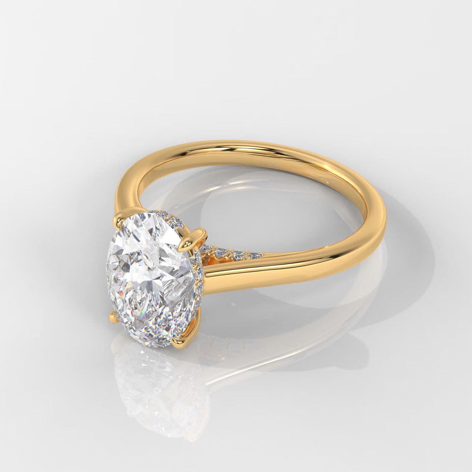 Oval Cut Hidden Halo Engagement Ring - Image 3