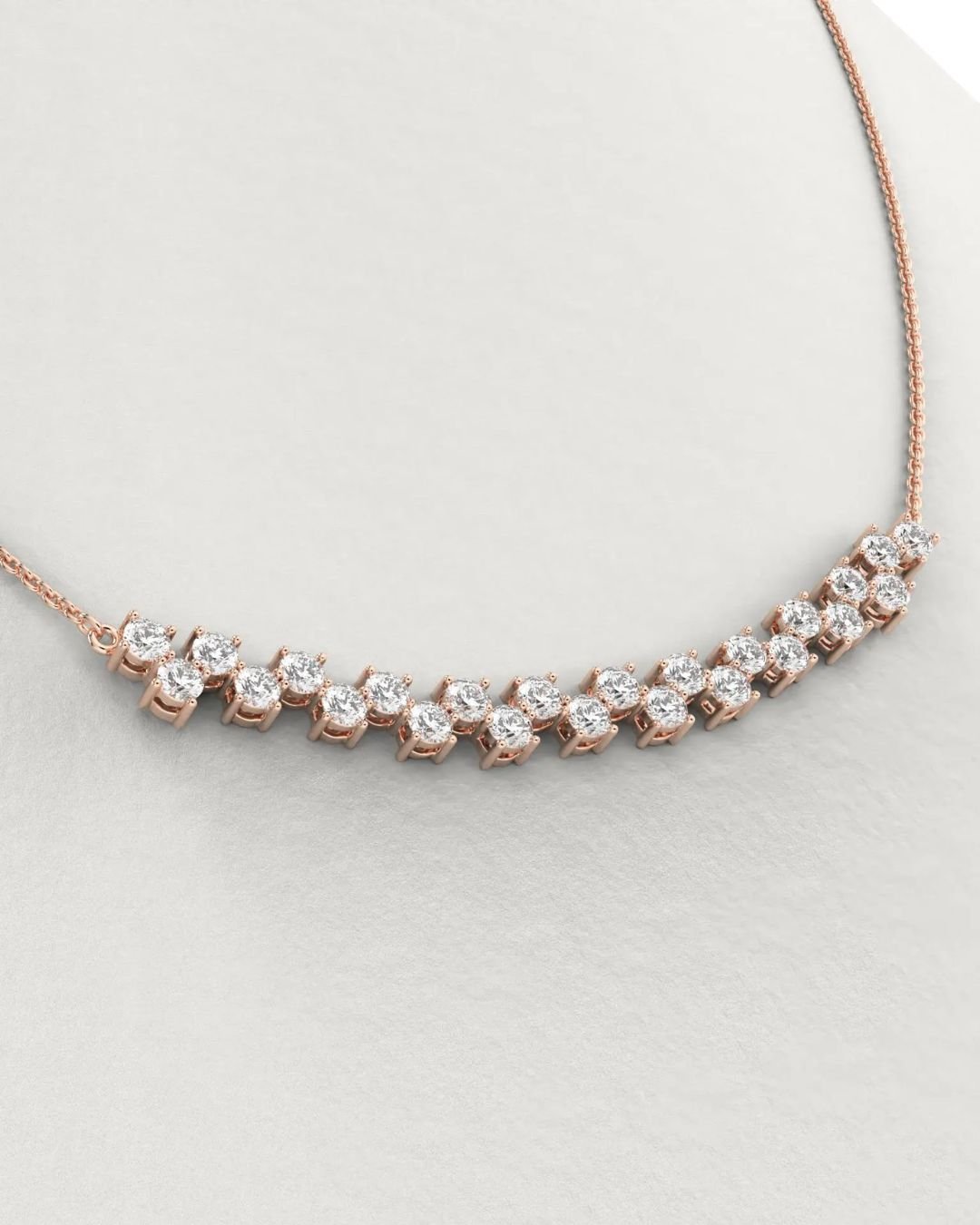 Round Cut Cluster Diamond Necklace - Image 6