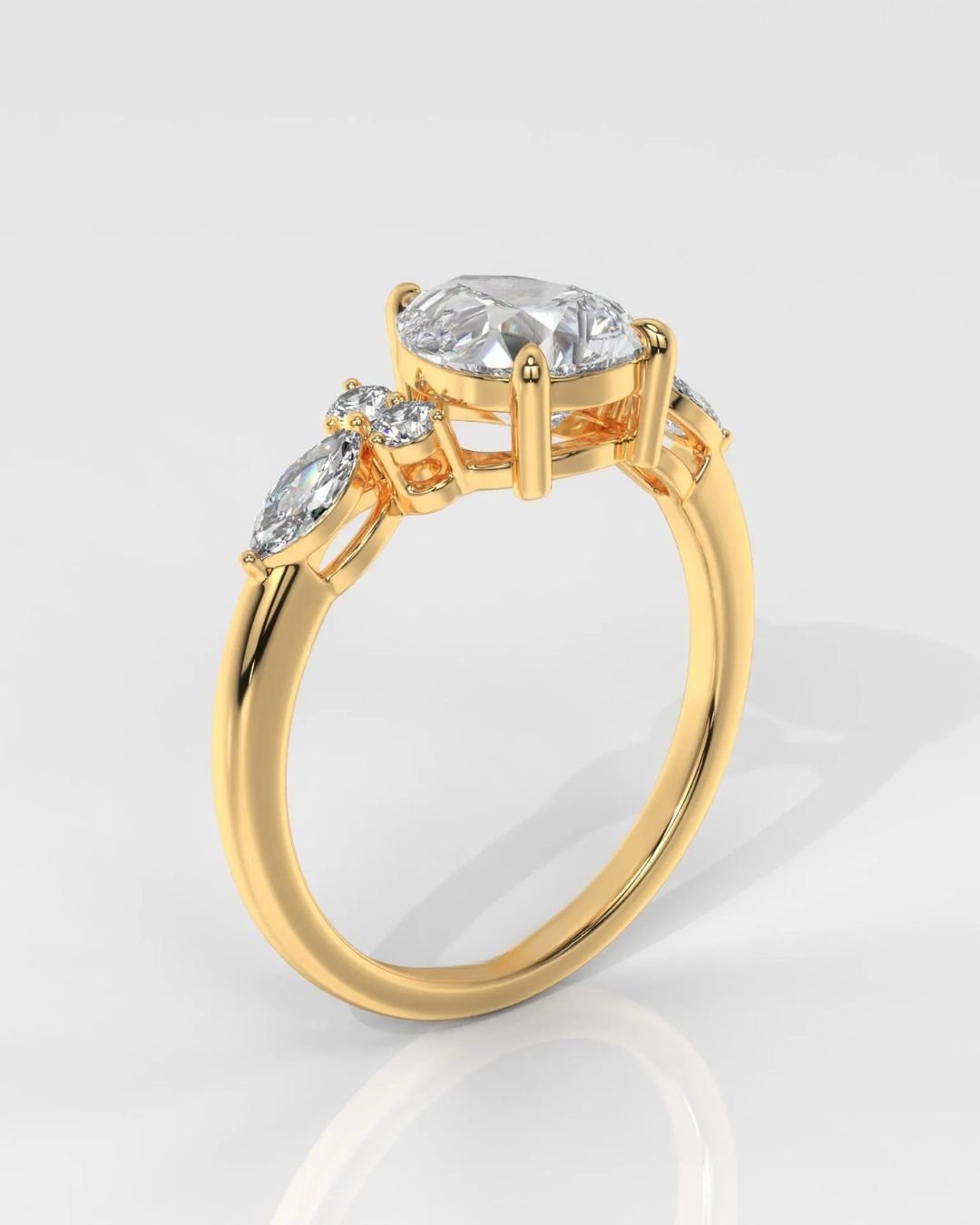 Pear Cut Diamond Engagement Ring With Side Stones - Image 5