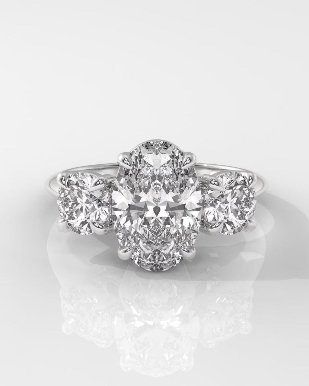 Oval Three Stone Engagement Ring - Image 4