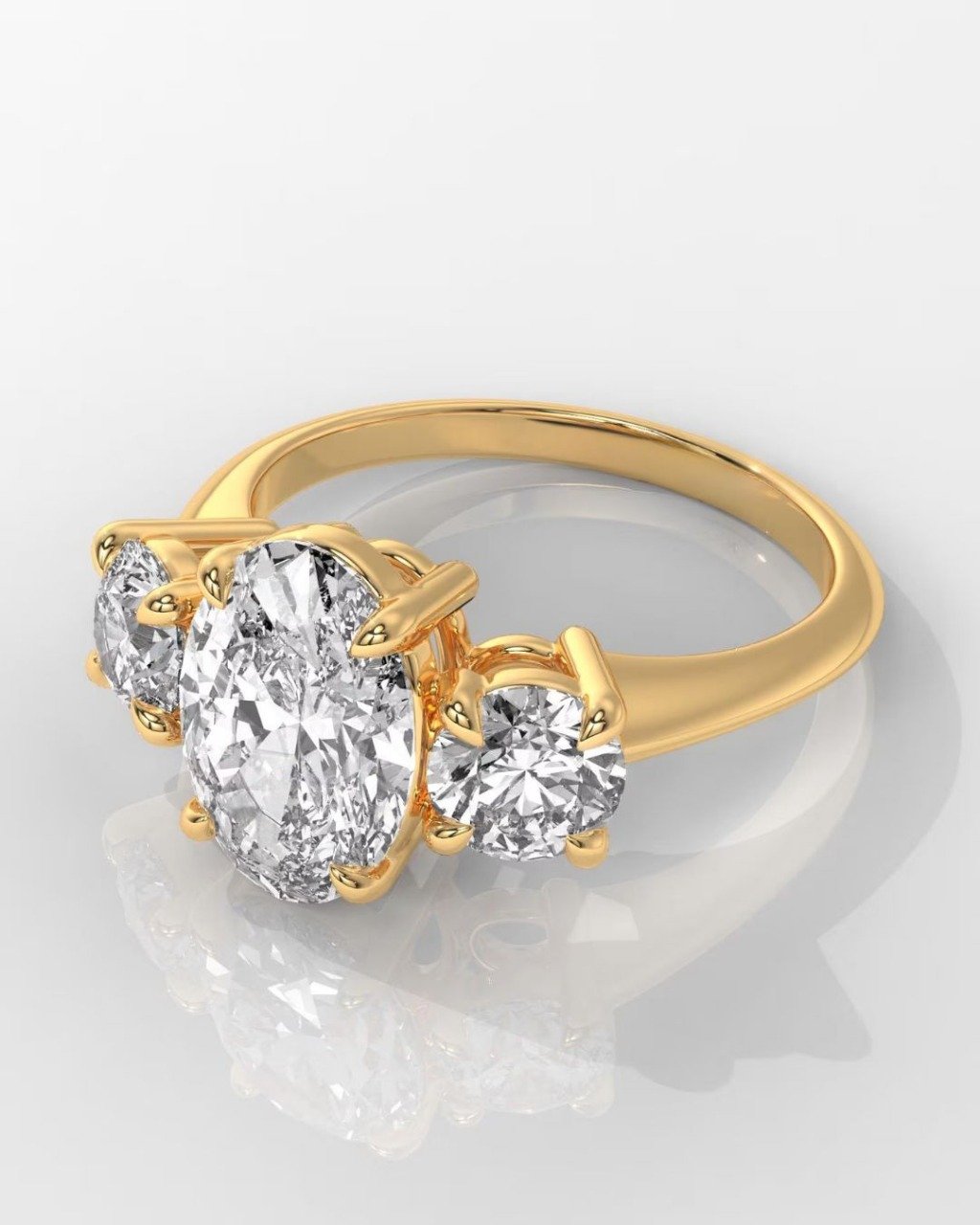 Oval Three Stone Engagement Ring - Image 6