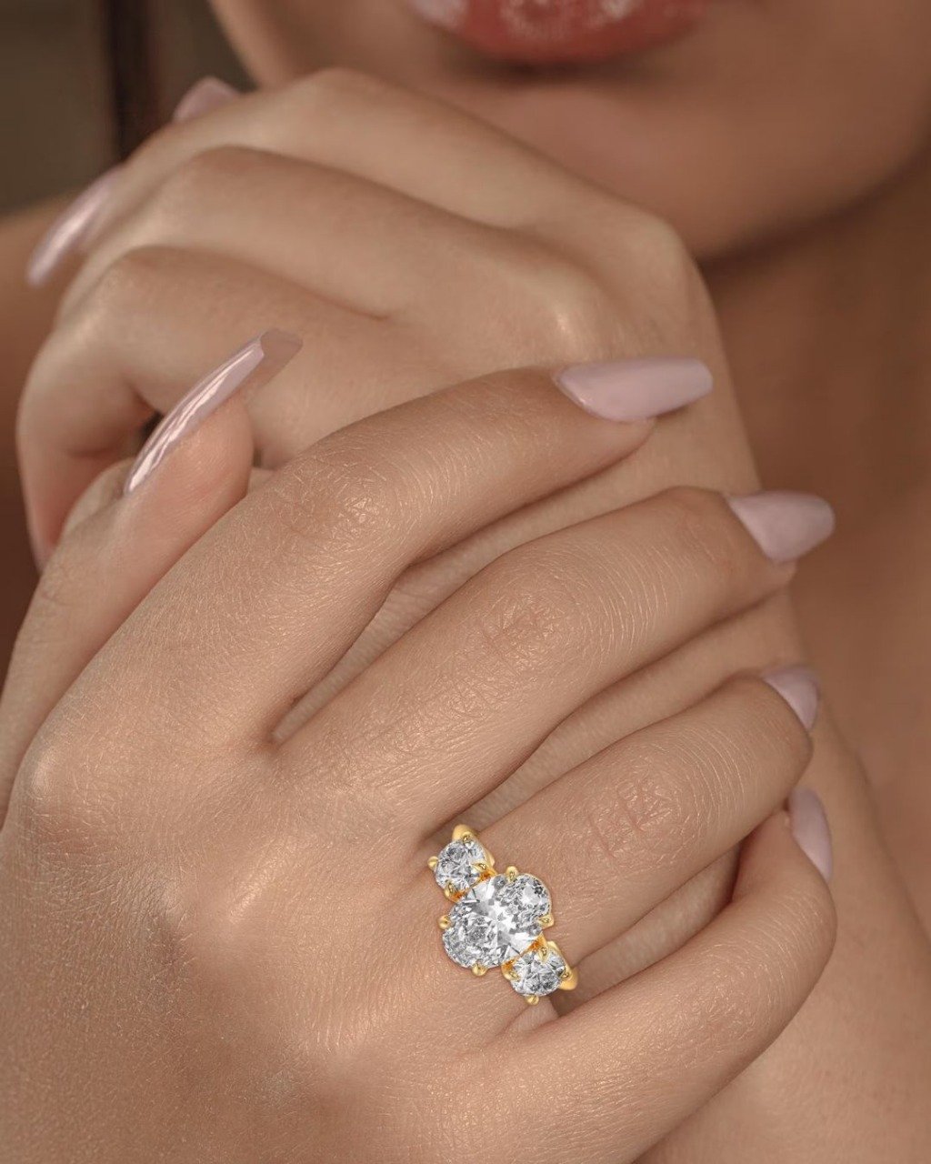 Oval Three Stone Engagement Ring - Image 2