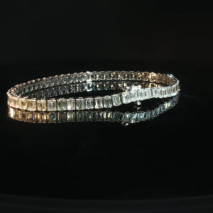 14K Gold Emerald Cut Diamond Tennis Bracelet
