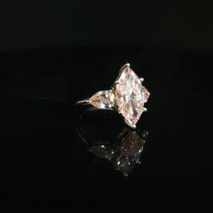 14K Gold Pink Marquise and Pear Cut Engagement Ring with 6.63CT Diamonds