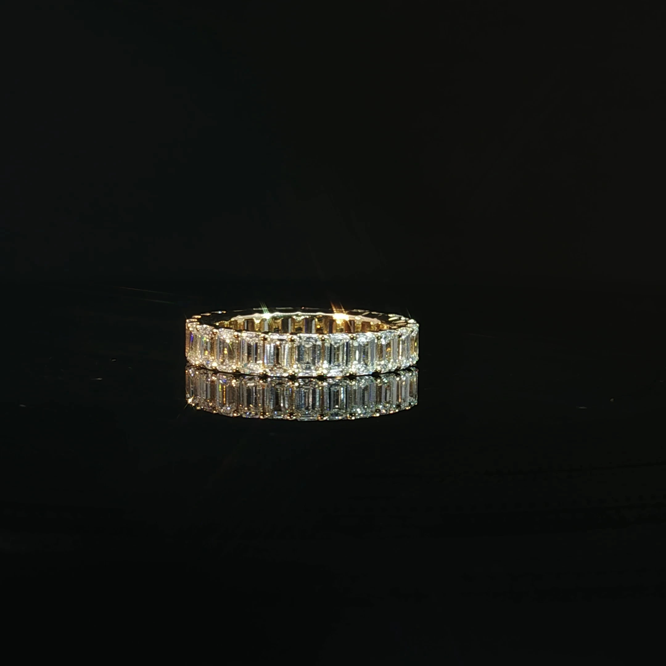 14K Gold Emerald Cut Eternity Band with 3.46CT Diamonds - Image 2