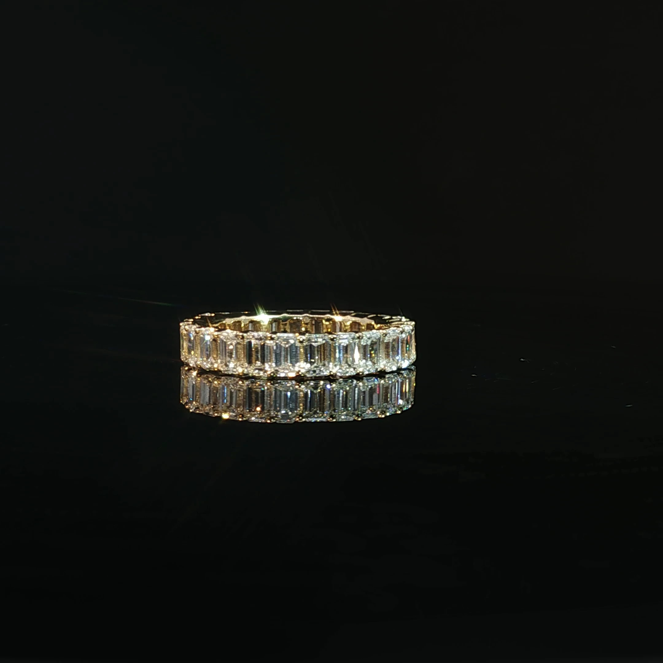 14K Gold Emerald Cut Eternity Band with 3.46CT Diamonds - Image 3