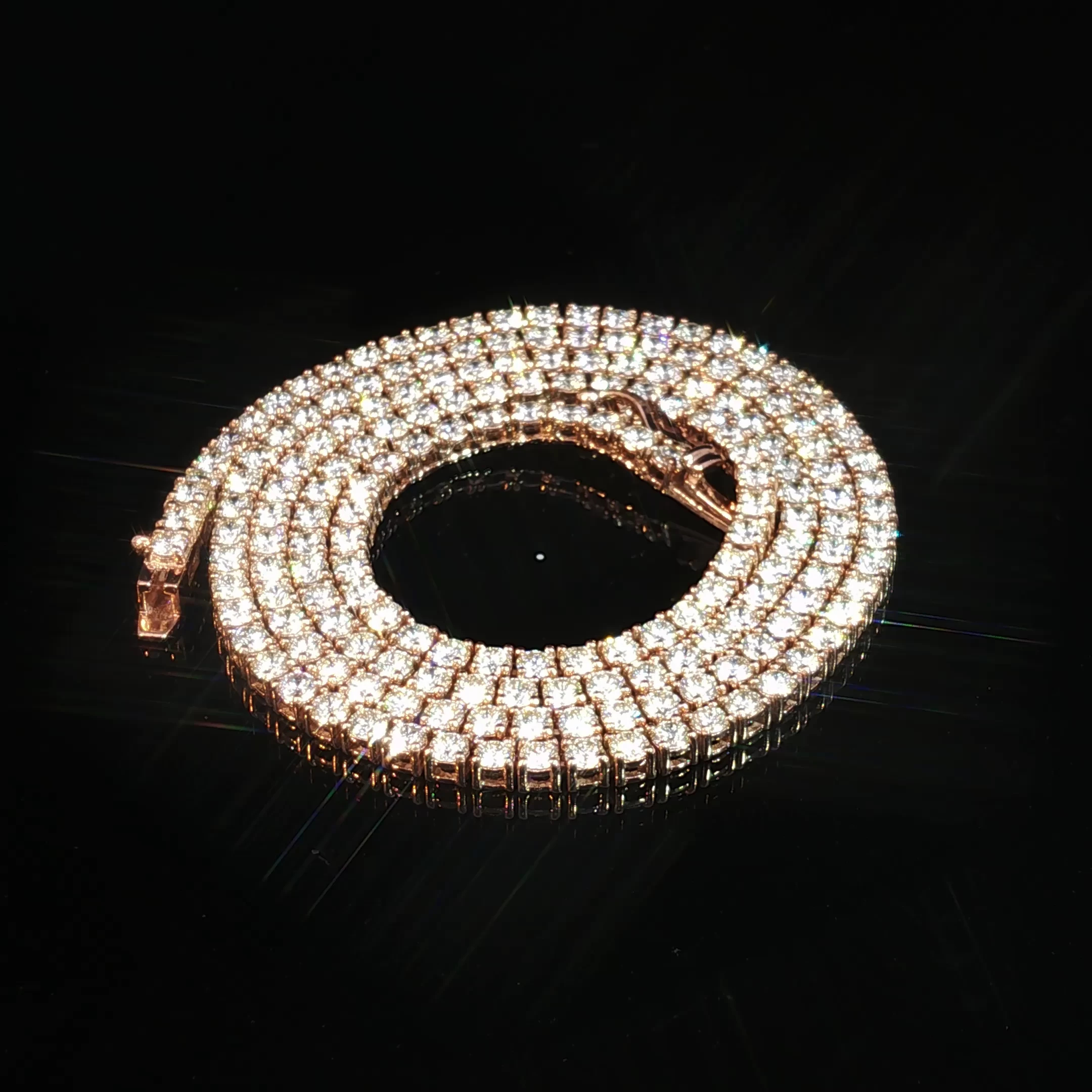 14K Rose Gold Diamond Tennis Necklace - Image 4