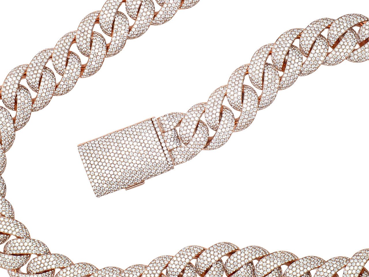 10K Rose Gold Cuban Chain Necklace – 59.53ctw - Image 3