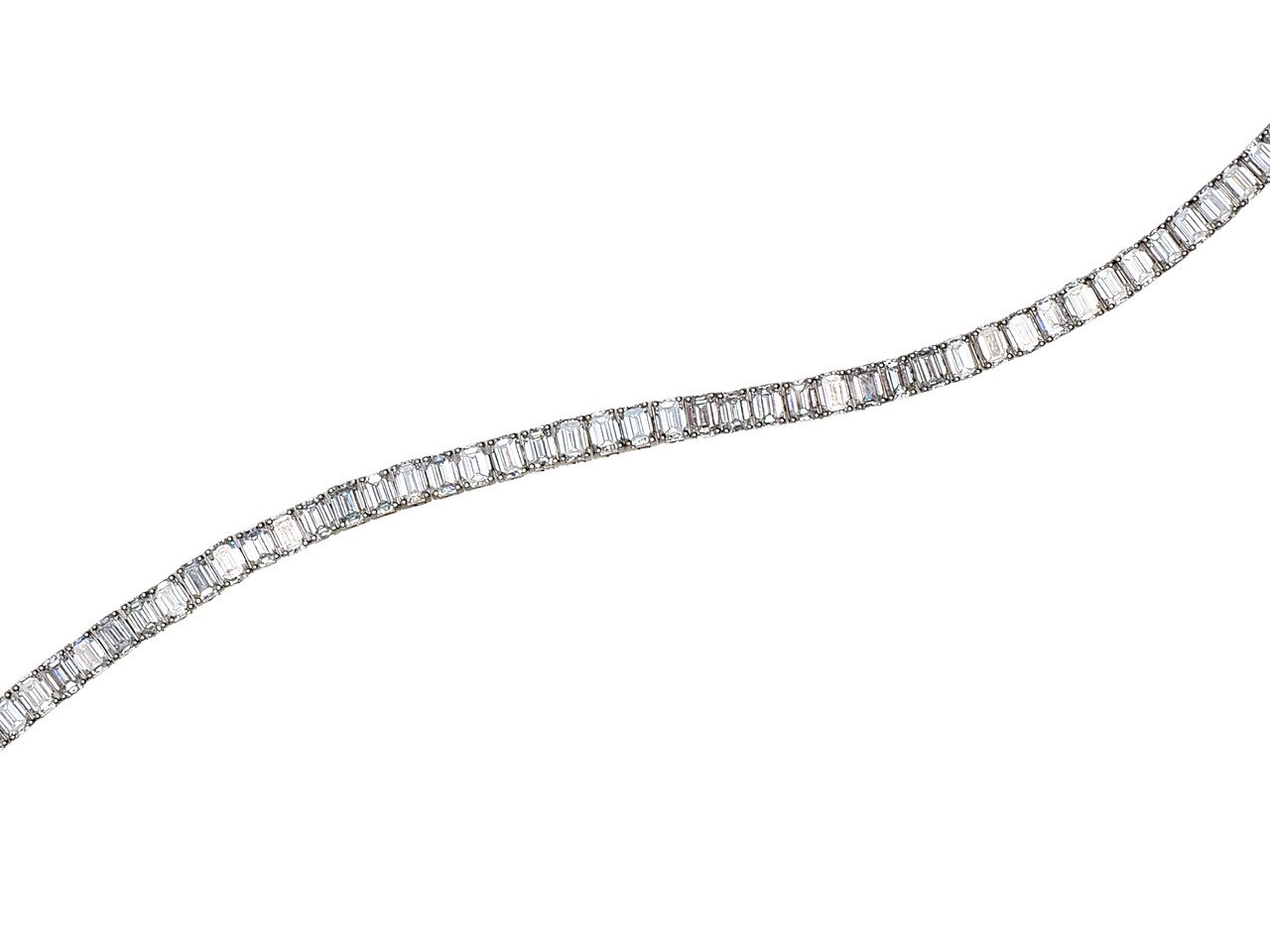 14K White Gold Emerald-Cut Diamond Tennis Bracelet – 10.60ctw - Image 3