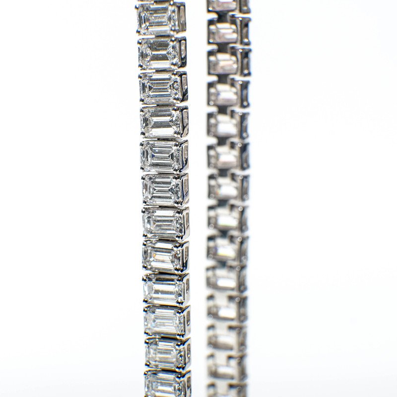 14K White Gold Emerald-Cut Diamond Tennis Bracelet – 10.60ctw - Image 2