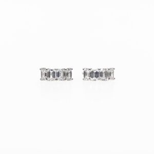 14K White Gold Emerald-Cut Diamond Small Hoop Earrings – 1.70 CTW