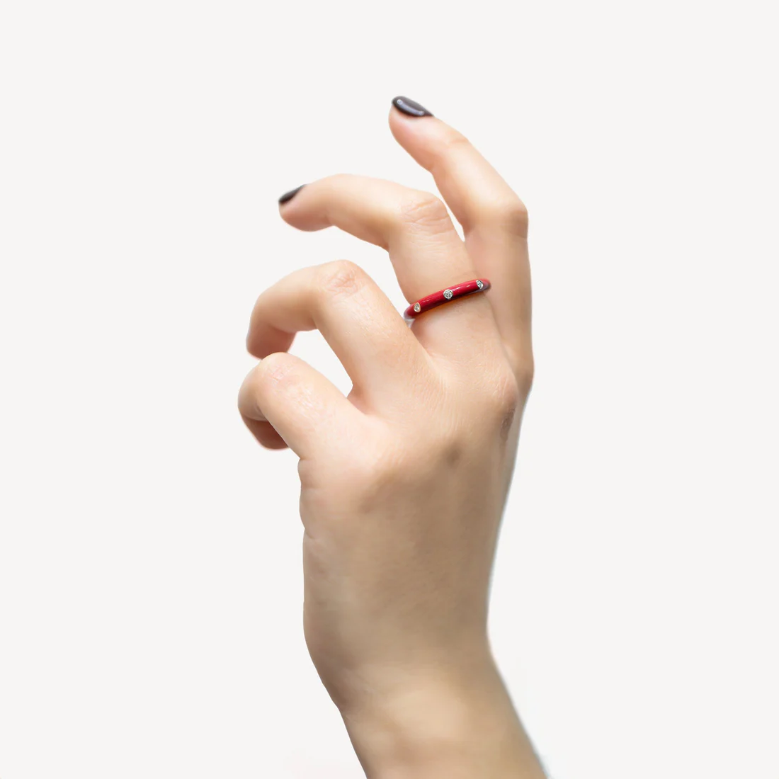 Rose Gold Diamond Enamel Ring - Image 5