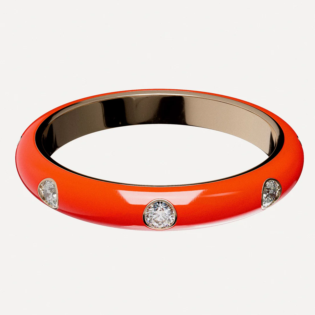 Rose Gold Diamond Enamel Ring