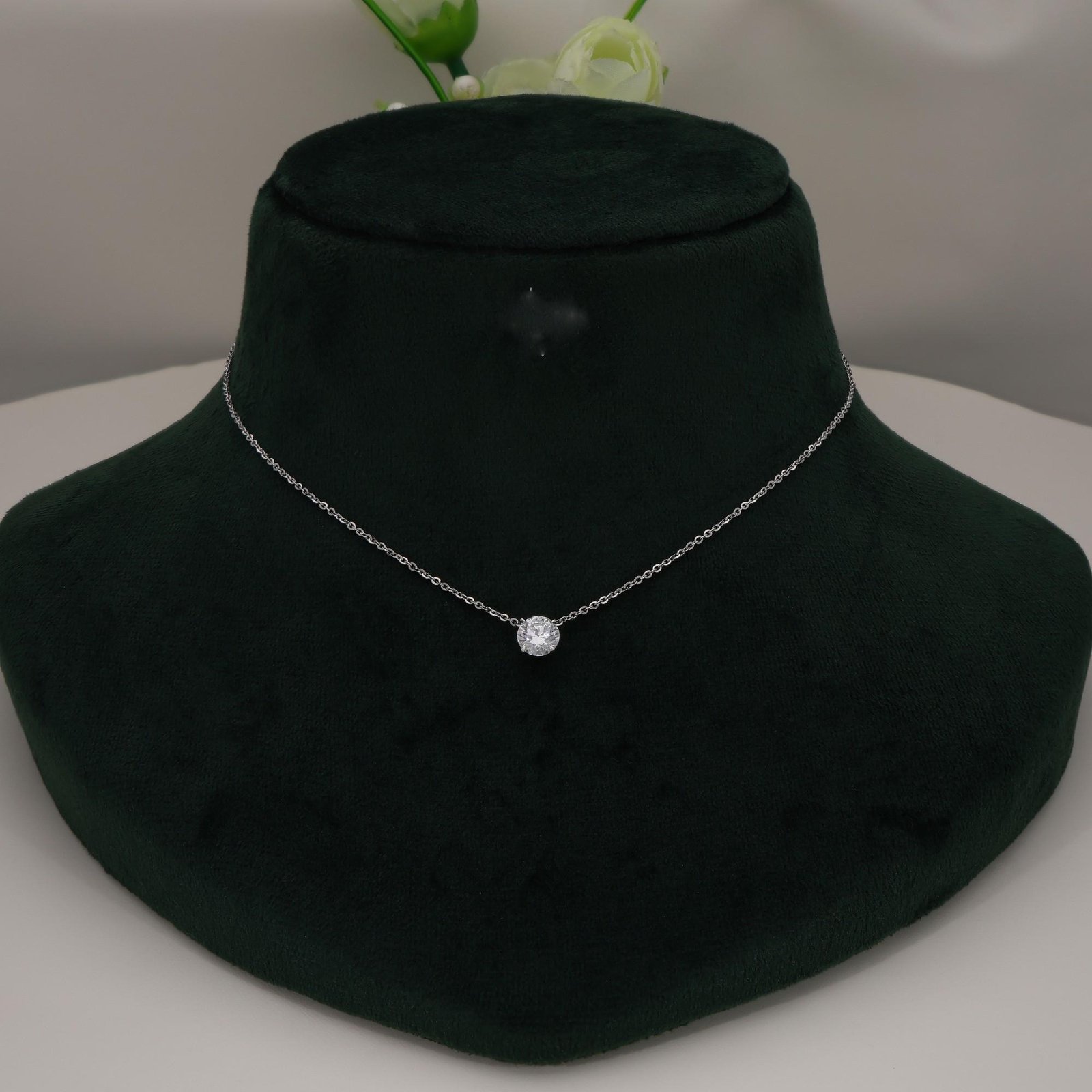 Round Solitaire Brilliant Cut Pendant Necklace - Image 5