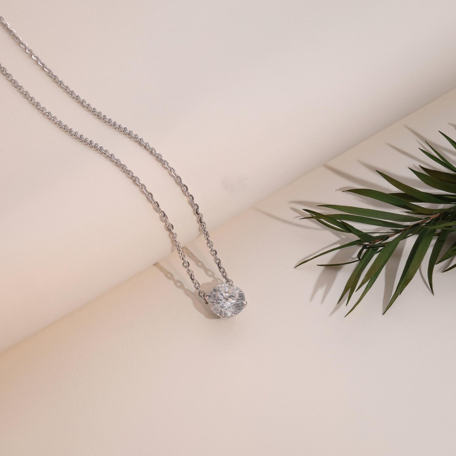 Round Solitaire Brilliant Cut Pendant Necklace - Image 3